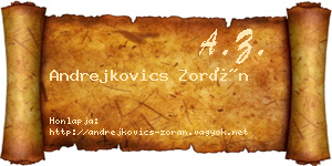 Andrejkovics Zorán névjegykártya